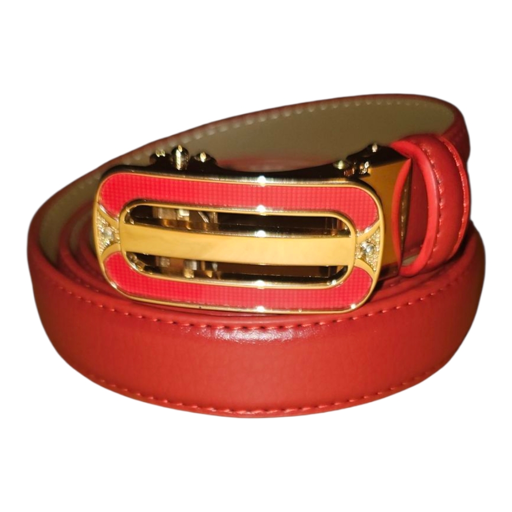 Chic Red Belt with Gold Accent